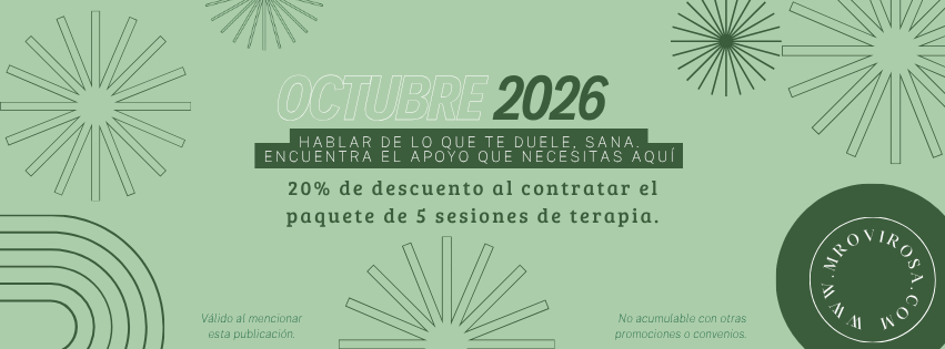 Promoción de octubre 2026: 20% de descuento al contratar un paquete de 5 sesiones de terapia